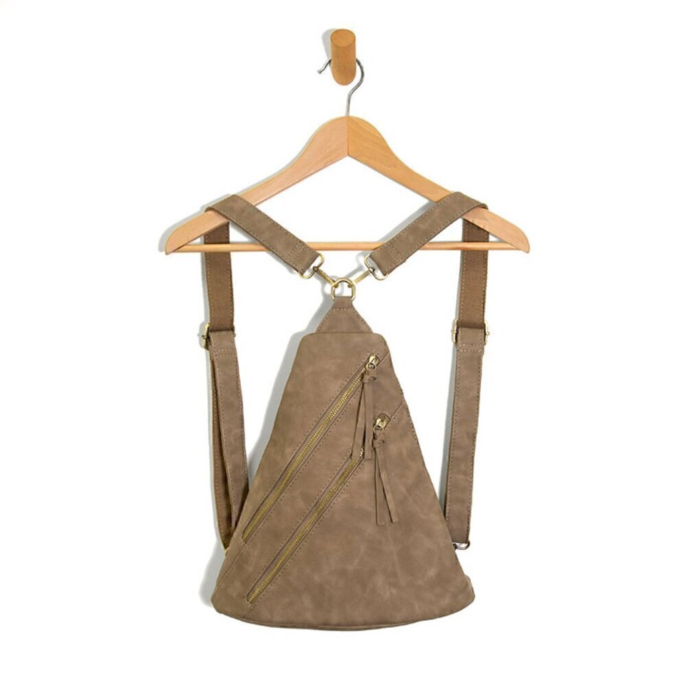 Joy Susan Tan Triangular Backpack with Adjustable Straps NWT